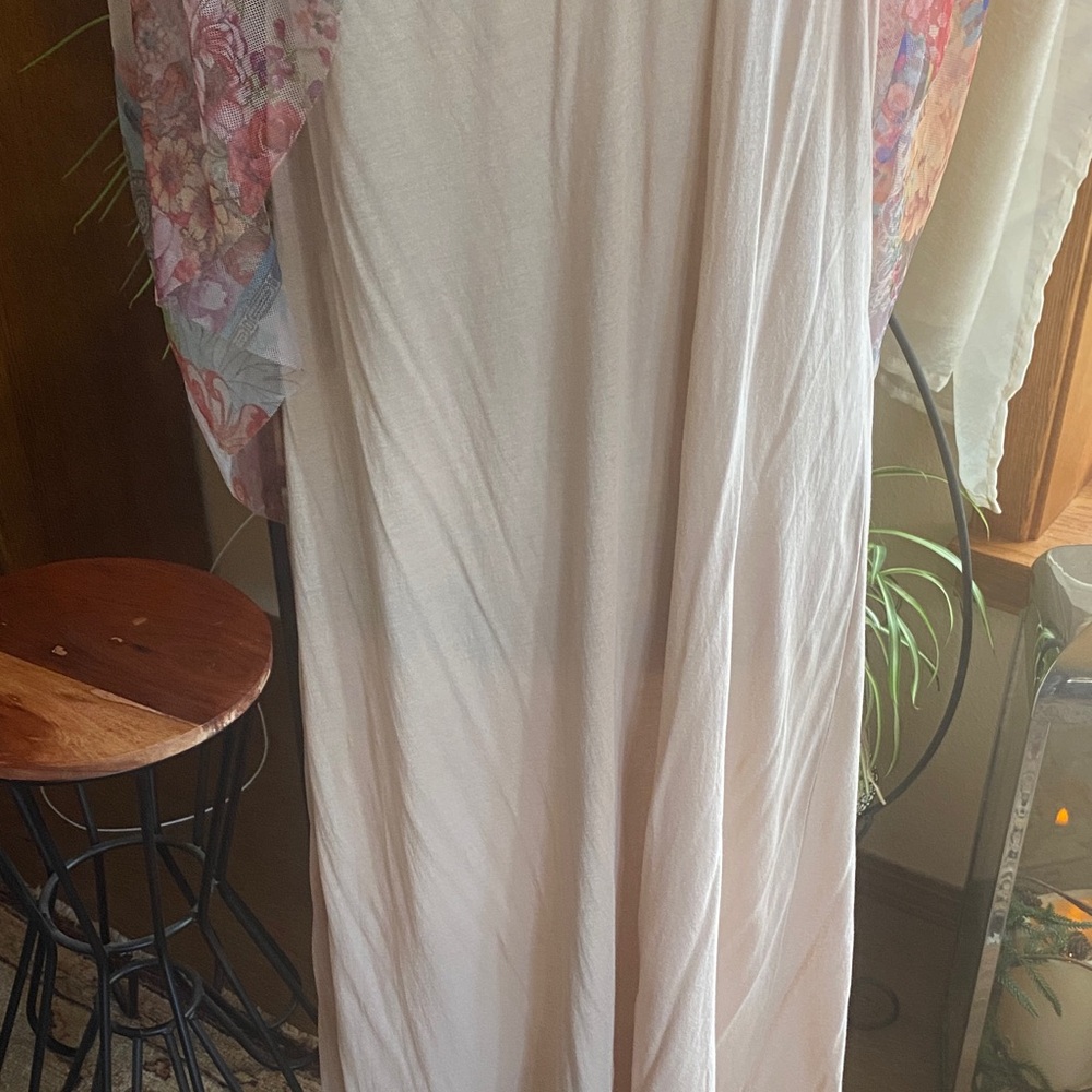 Johnny Was Sheer Floral Midi Dress in Blue, Pink and Cream - Picture 6 of 10